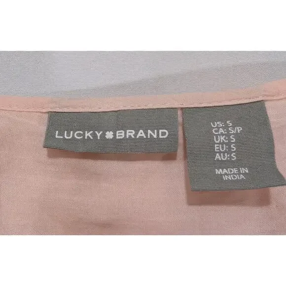 Lucky Brand Embroidered Cotton Tiered Midi Dress Pink Small - Picture 7 of 8